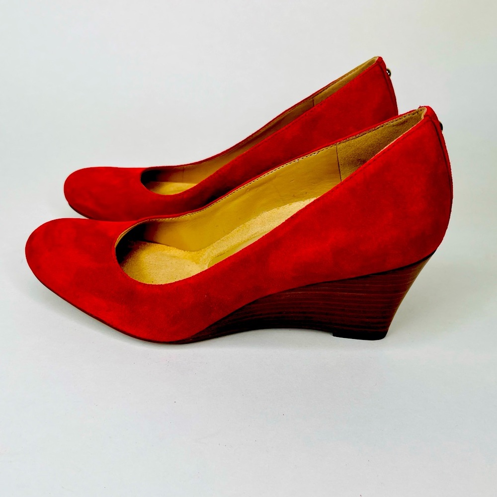 Naturalizer Red Suede Emily Wedge, Size 5 1/2